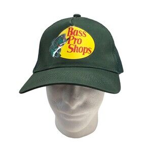 Bass Pro Shops Hat Outdoor Fishing Green Trucker Mesh Cap Adjustable SnapBack